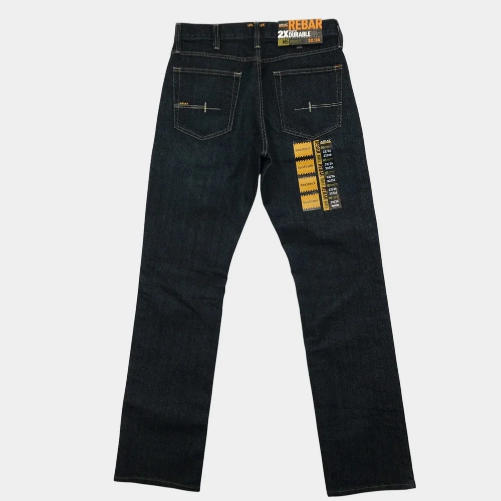 NEW! Ariat Rebar M5 Straight Jeans Mens 32x36 DuraStretch Dark Denim Work Wear